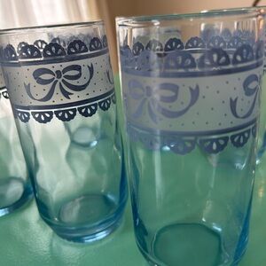 Vintage Coquette Blue Bow Glass Cups
